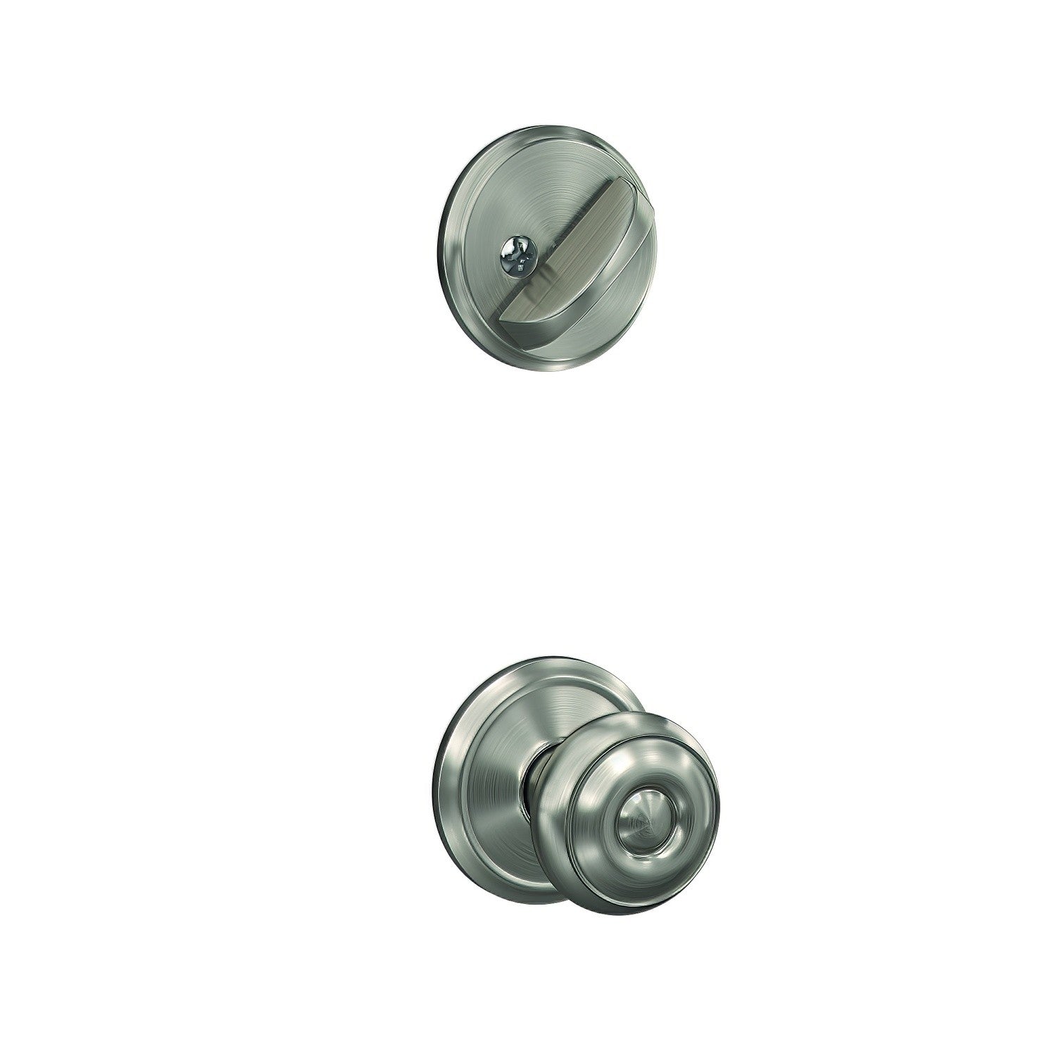 Schlage FC59GEO-ALD Custom Georgian Knob with Alden Rose Interior Active Trim.