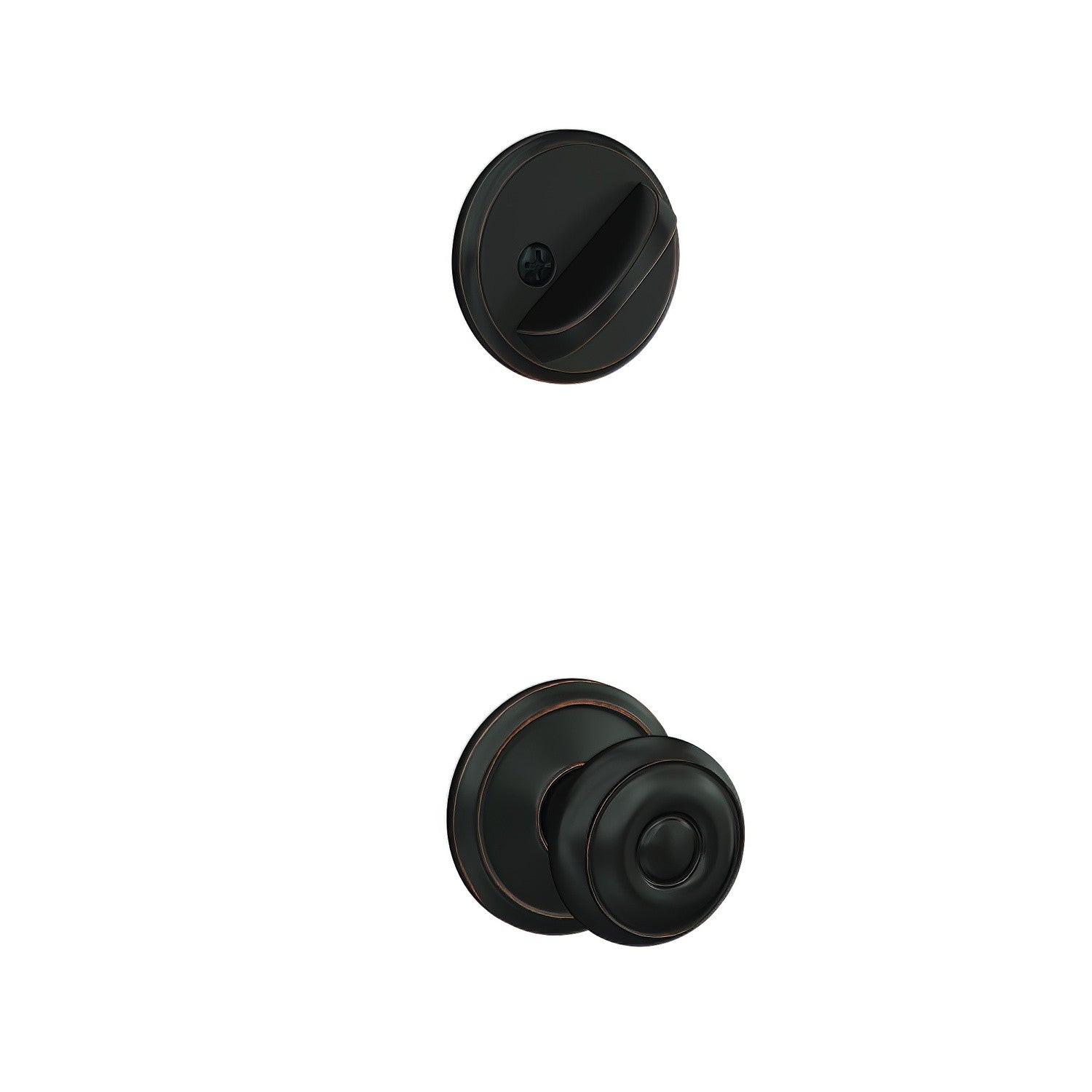 Schlage FC59GEO-ALD Custom Georgian Knob with Alden Rose Interior Active Trim