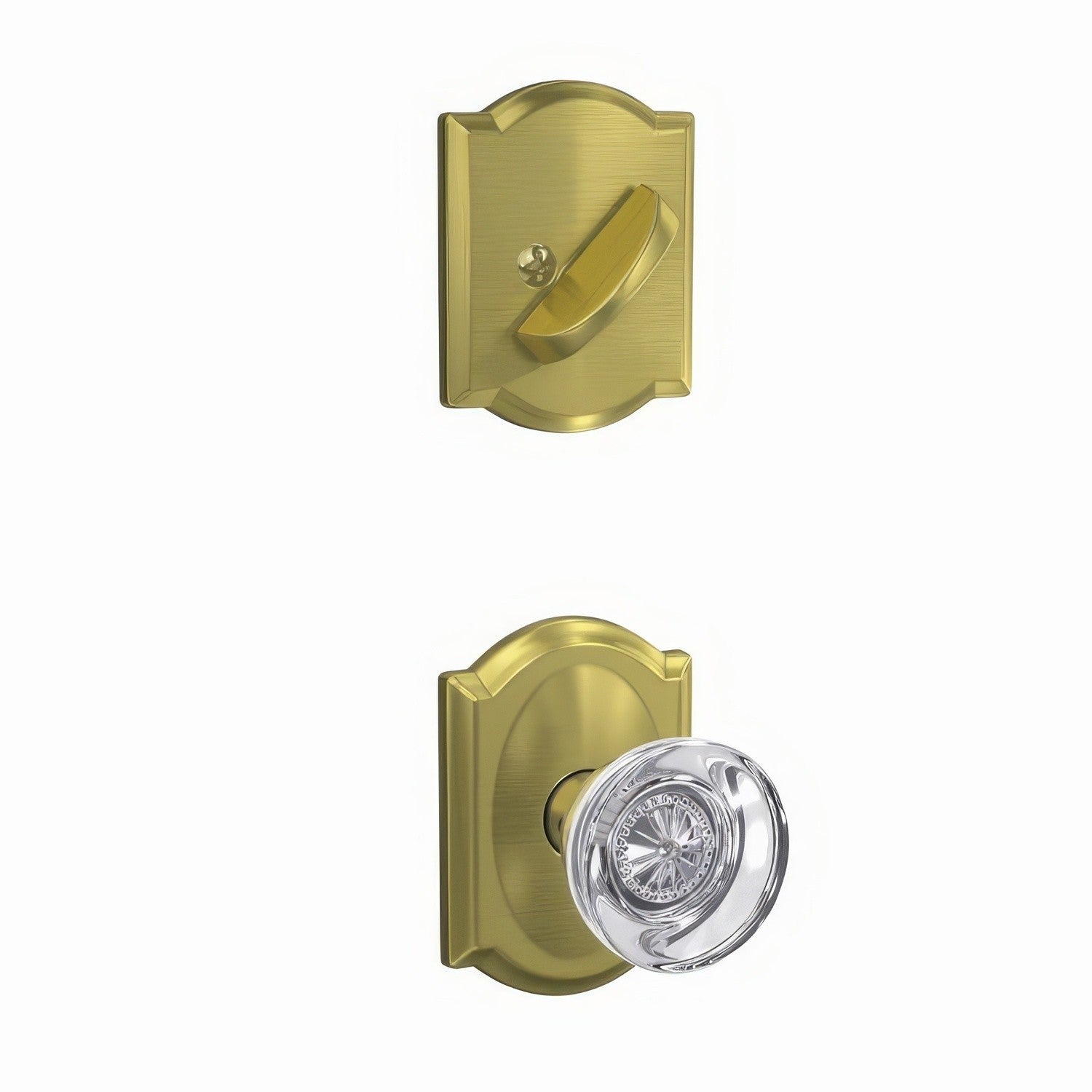 Schlage FC59HOB-CAM Custom Hobson Knob with Camelot Rose Interior Active Trim