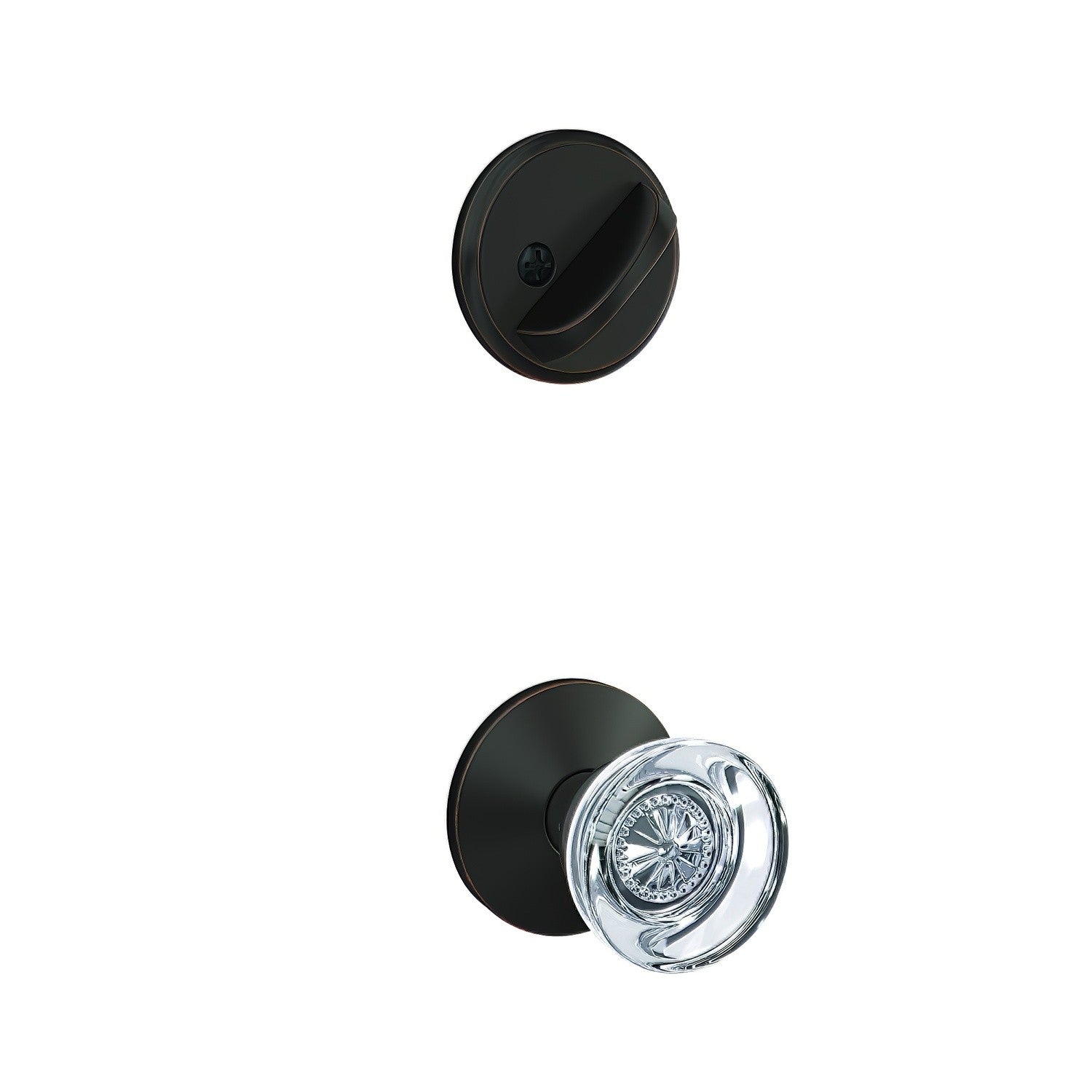 Schlage FC59HOB-KIN Custom Hobson Knob with Kinsler Rose Interior Active Trim