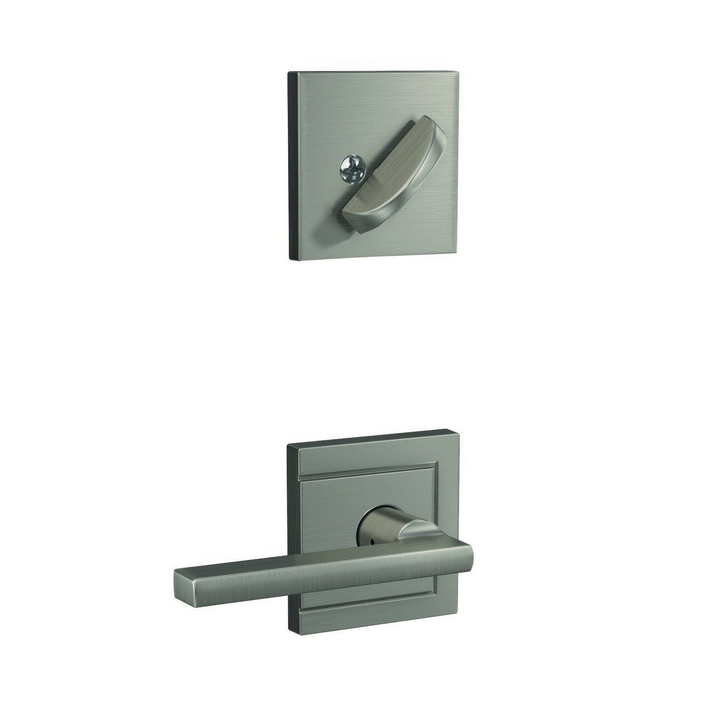 Schlage FC59LAT-ULD Custom Latitude Lever with Upland Rose Interior Active Trim