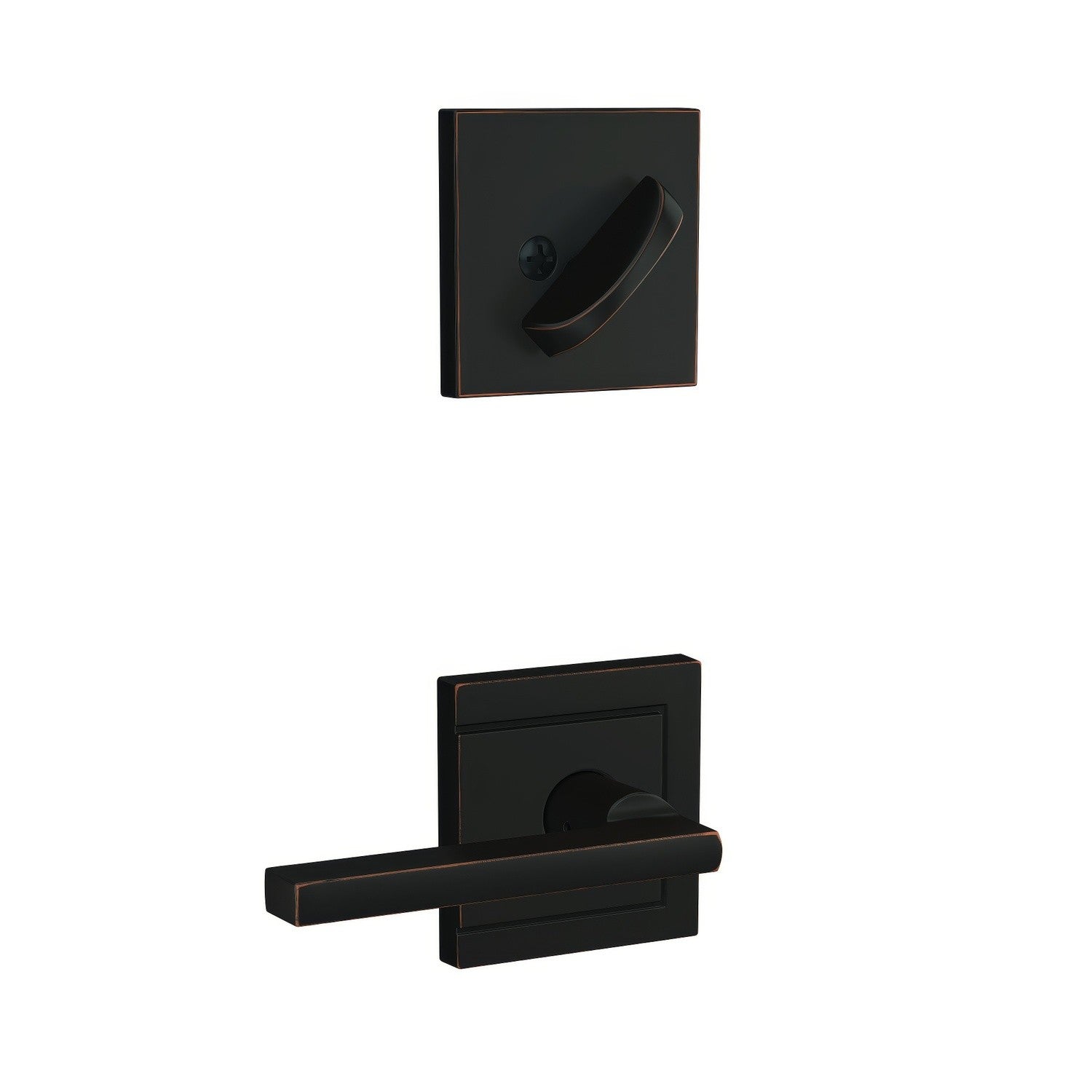 Schlage FC59LAT-ULD Custom Latitude Lever with Upland Rose Interior Active Trim