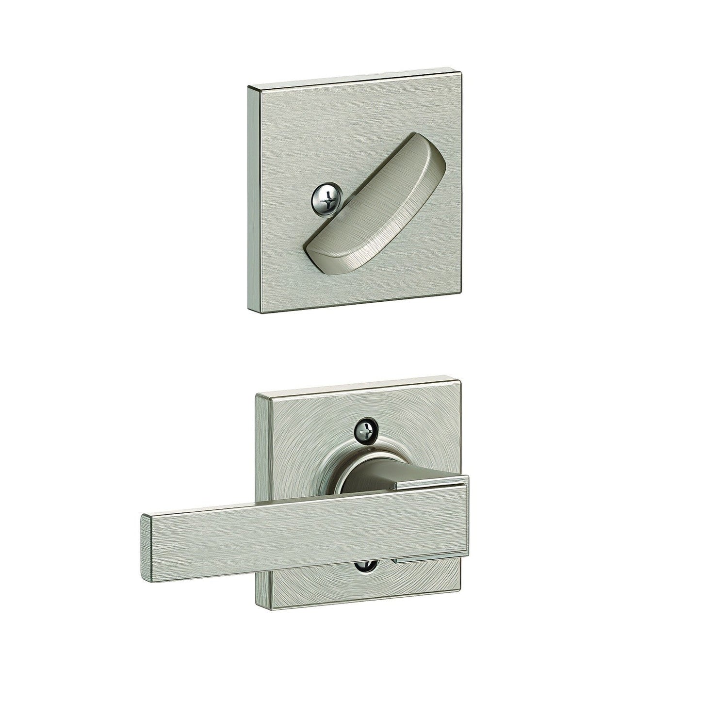 Schlage FC59NBK-COL Custom Northbrook Lever with Collins Rose Interior Active Trim.