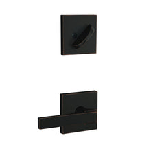 Schlage FC59NBK-COL Custom Northbrook Lever with Collins Rose Interior Active Trim.