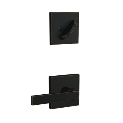 Schlage FC59NBK-COL Custom Northbrook Lever with Collins Rose Interior Active Trim.