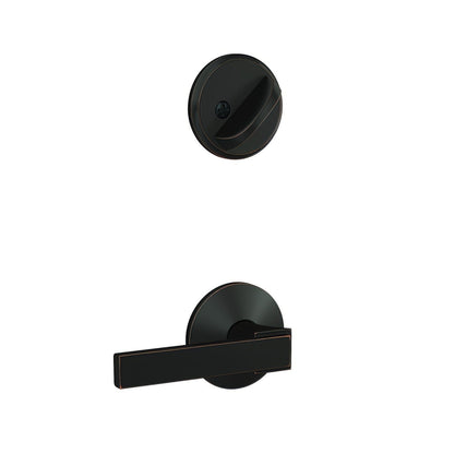 Schlage FC59NBK-KIN Custom Northbrook Lever with Kinsler Rose Interior Active Trim.