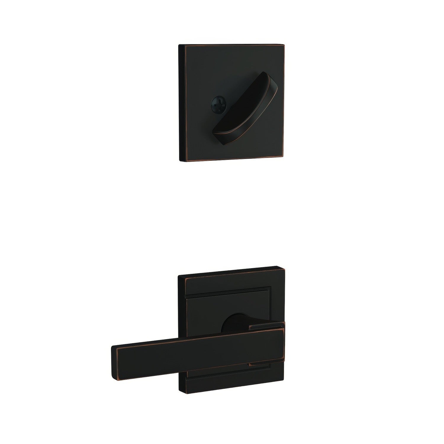 Schlage FC59NBK-ULD Custom Northbrook Lever with Upland Rose Interior Active Trim.