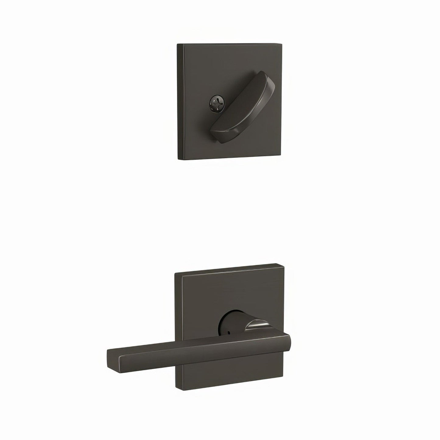 Schlage FC94LAT-COL Latitude Lever with Collins Rose Dummy Interior Trim Black Stainless