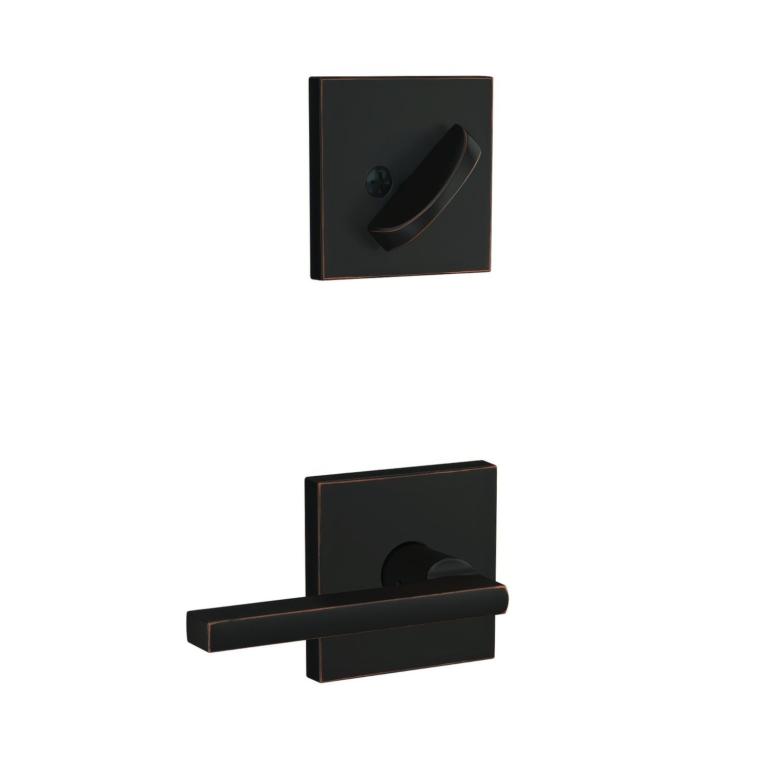 Schlage FC94LAT-COL Latitude Lever with Collins Rose Dummy Interior Trim Black Stainless