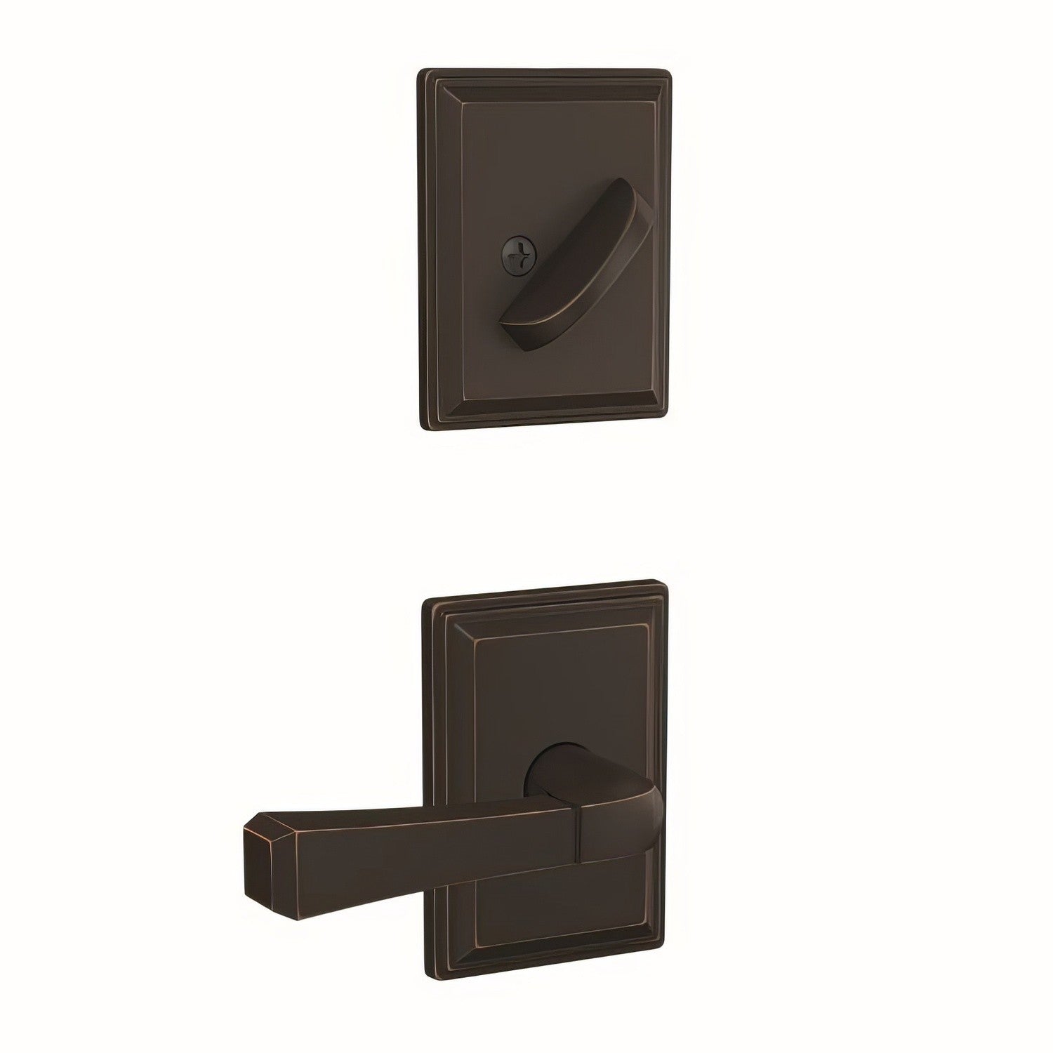 Schlage FC94RVT716GDV Rivington Lever with Grandville Rose Dummy Interior Trim Aged Bronze