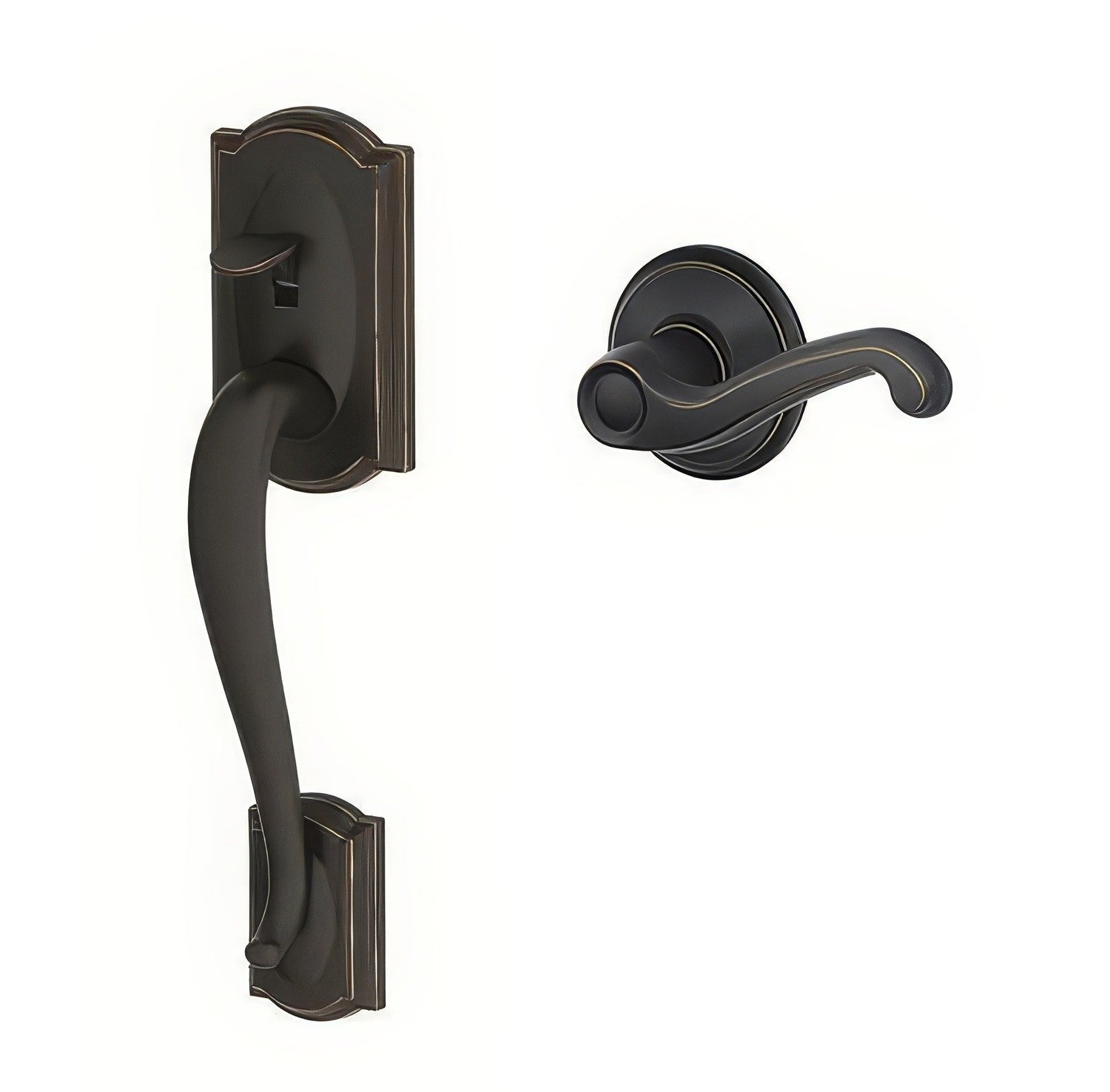 Schlage FE285CAM-FLALH Left Hand Camelot with Flair Lever Bottom Half Handleset