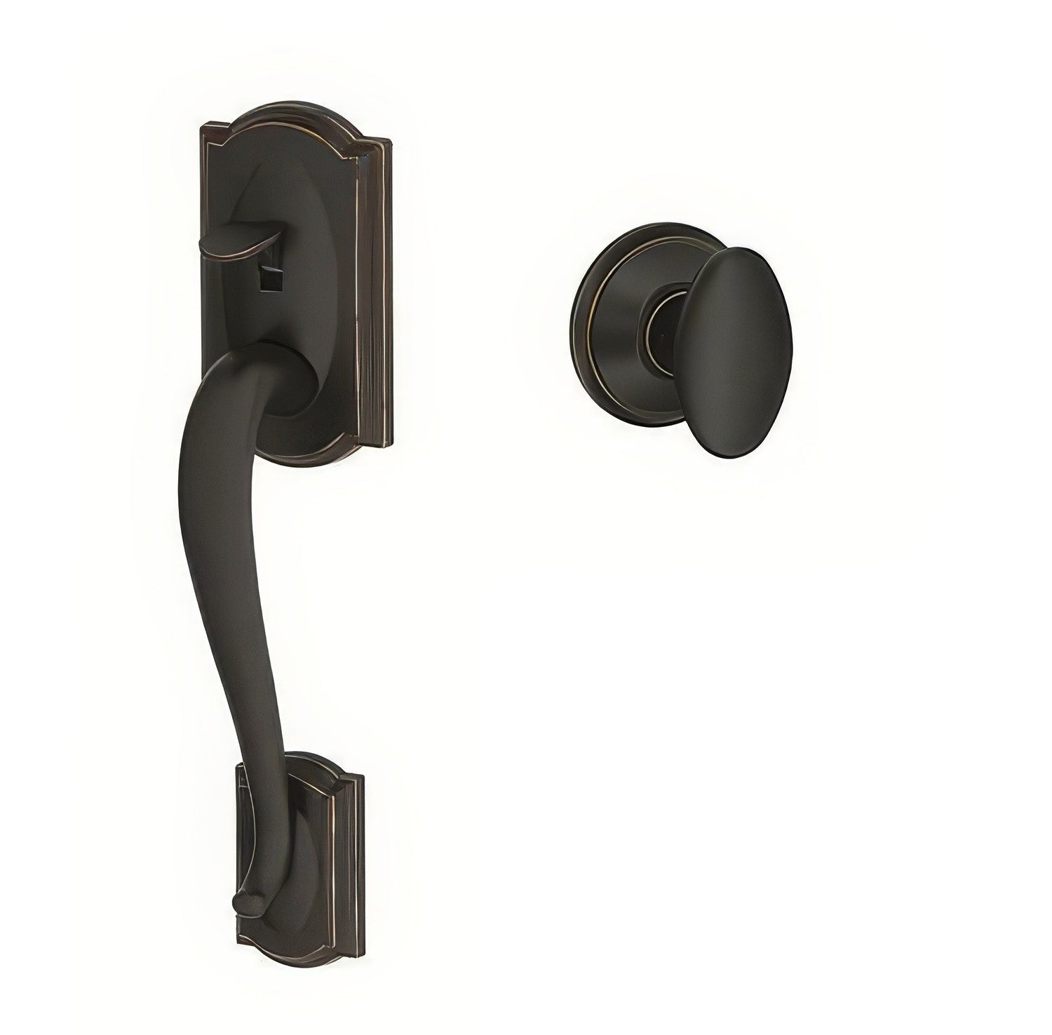 Schlage FE285CAM-SIE Camelot with Siena Knob Bottom Half Handleset.