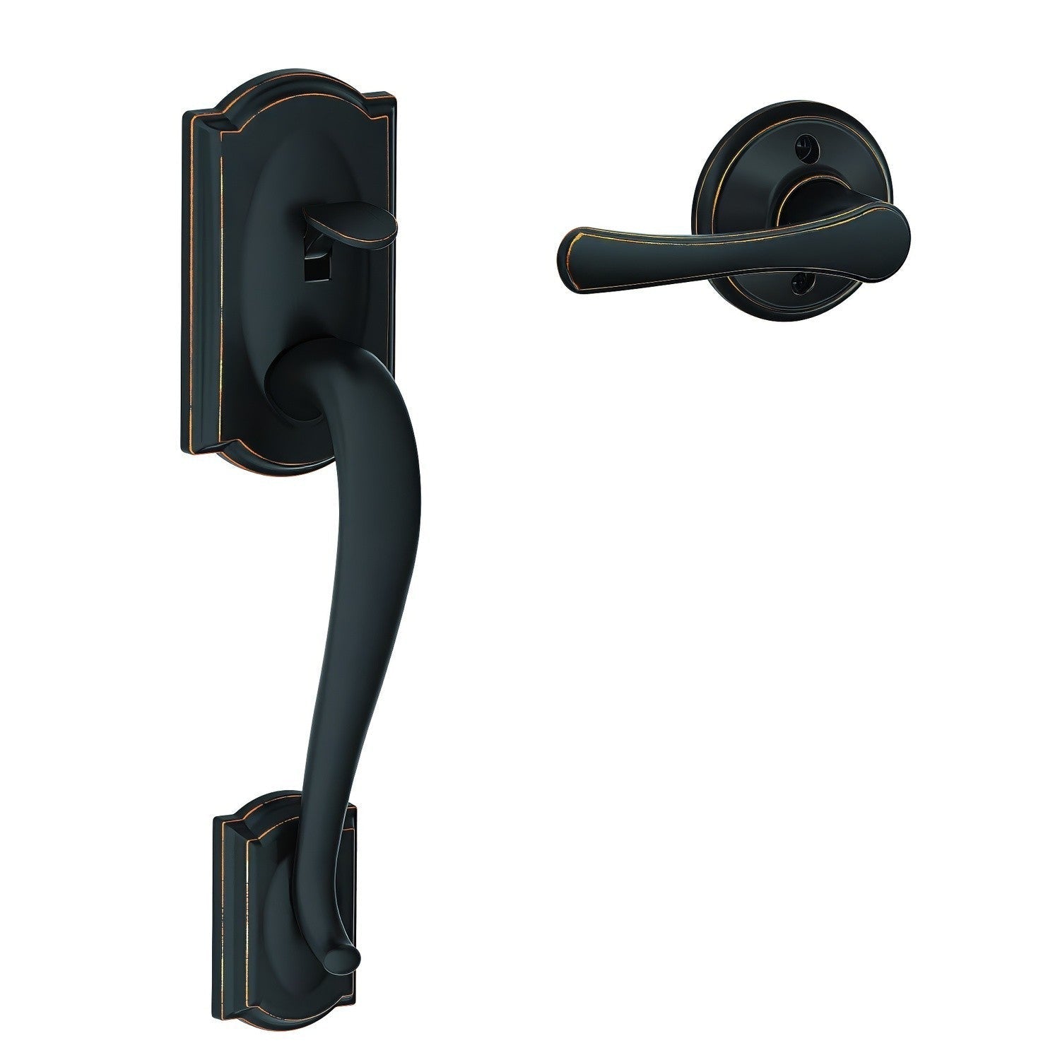 Schlage FE285CAM-VLA Camelot with Avila Lever Bottom Half Handleset.