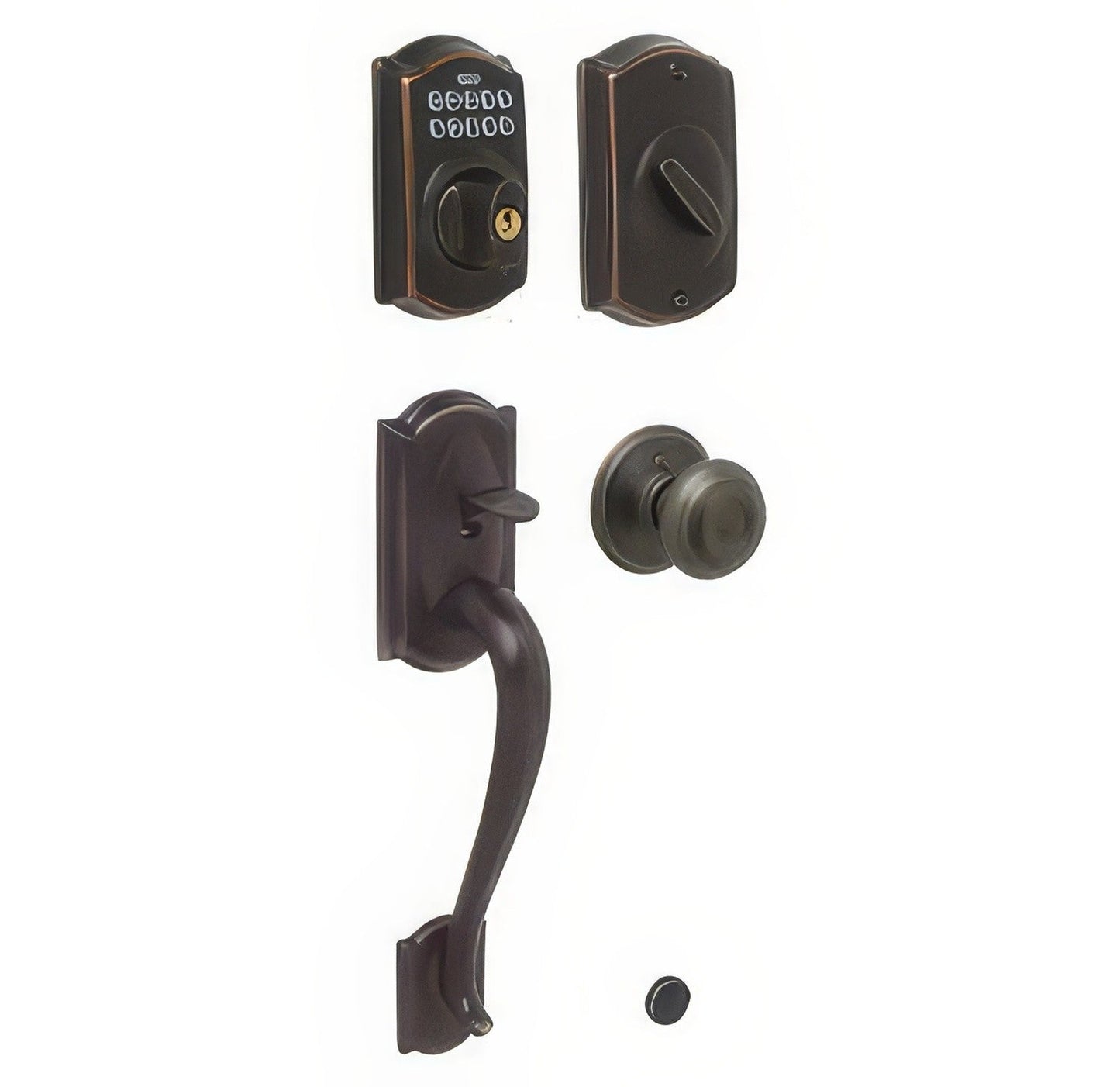 Schlage FE365-CAM-GEO Camelot Electronic Handleset with Georgian Knob.