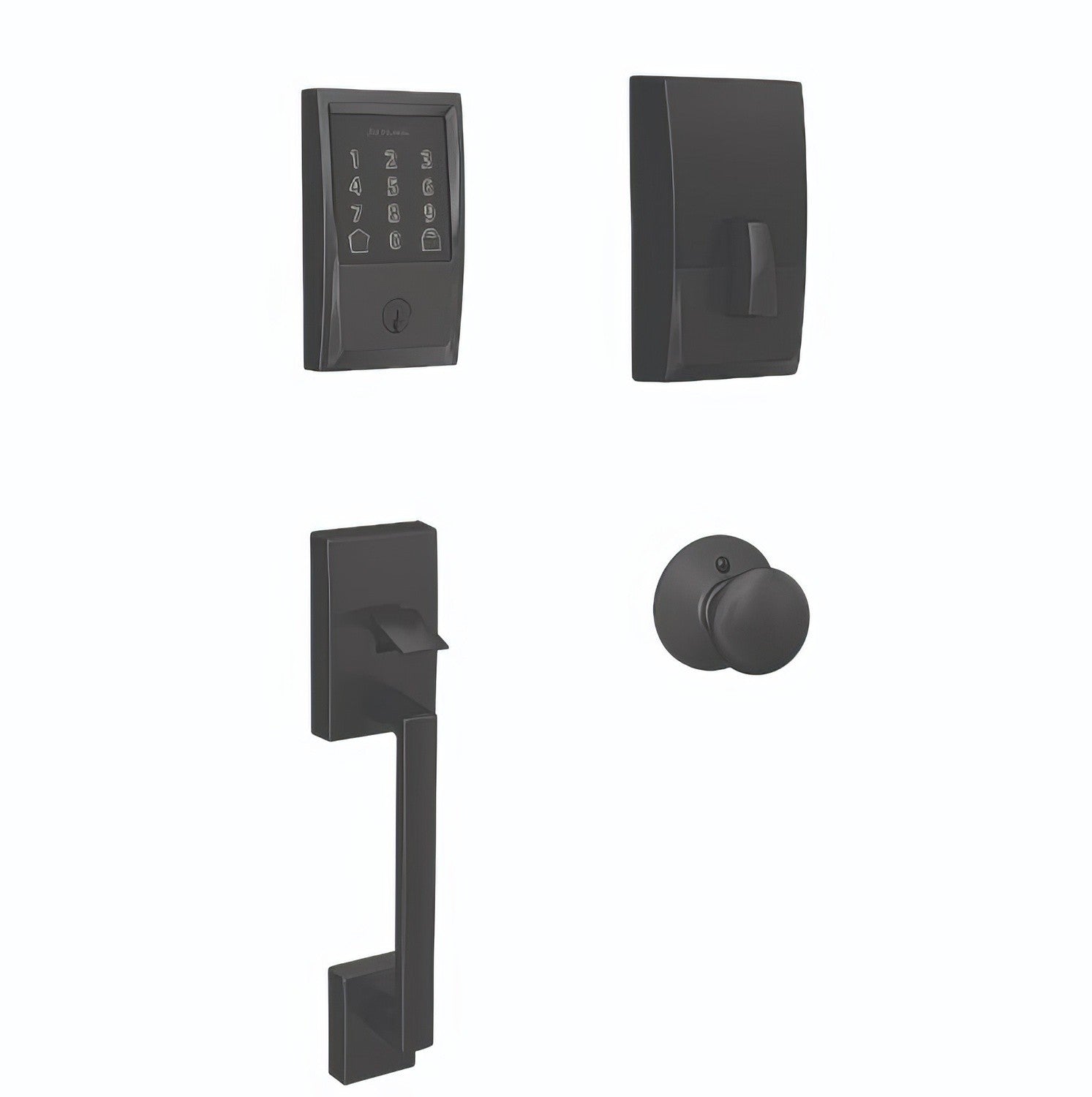 Schlage FE489WBCCEN-PLY Century Encode Smart Wifi Touchscreen Deadbolt with Lower Century Handleset and Plymouth Knob Trim.