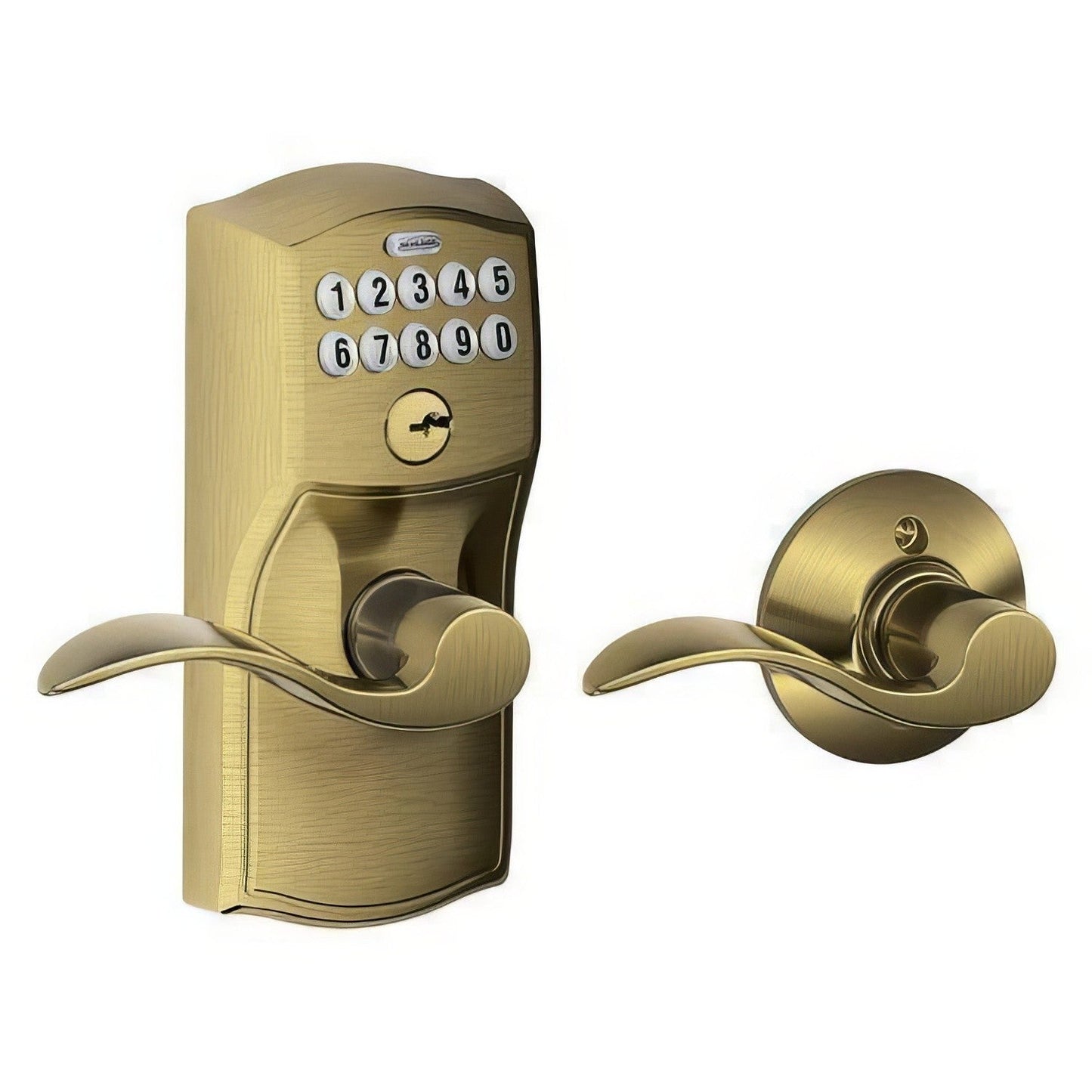 Schlage FE575-CAM-ACC Electronic Security Camelot Keypad Entry Door Lever.