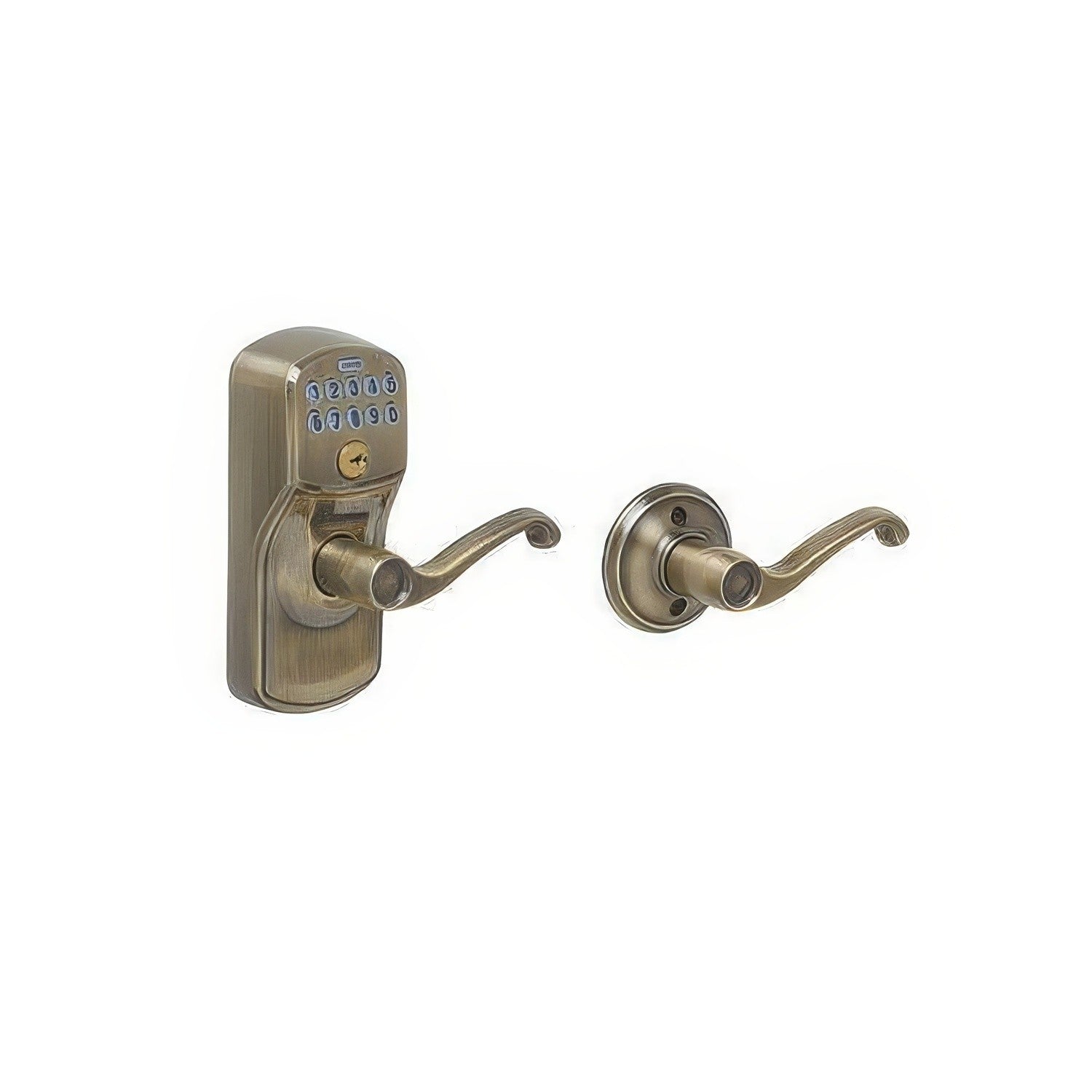 Schlage FE575-PLY-FLA Electronic Security Plymouth Keypad Entry Door Lever.