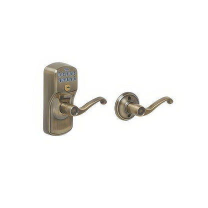 Schlage FE575-PLY-FLA Electronic Security Plymouth Keypad Entry Door Lever.