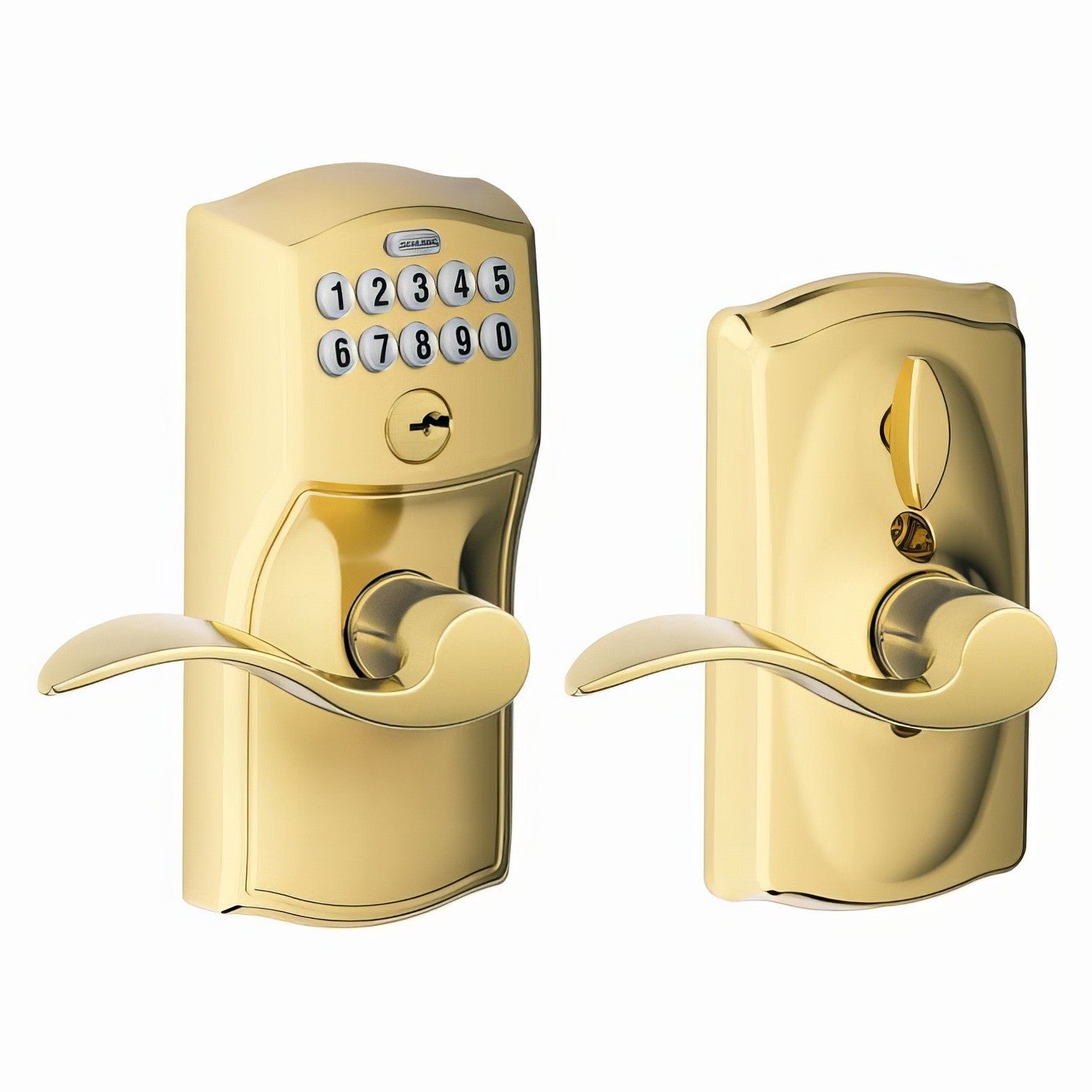 Schlage FE595-CAM-ACC Electronic Security Camelot Keypad Entry Door Lever