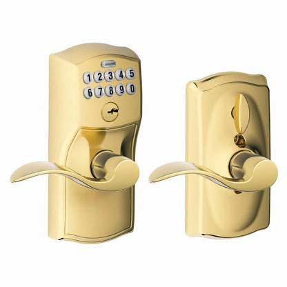 Schlage FE595-CAM-ACC Electronic Security Camelot Keypad Entry Door Lever