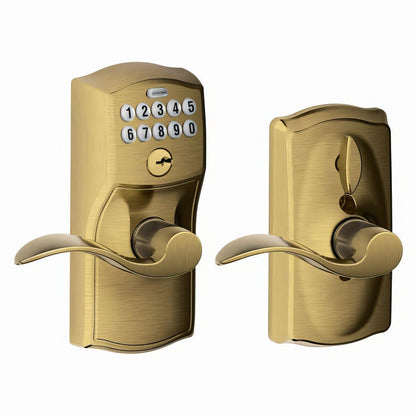 Schlage FE595-CAM-ACC Electronic Security Camelot Keypad Entry Door Lever
