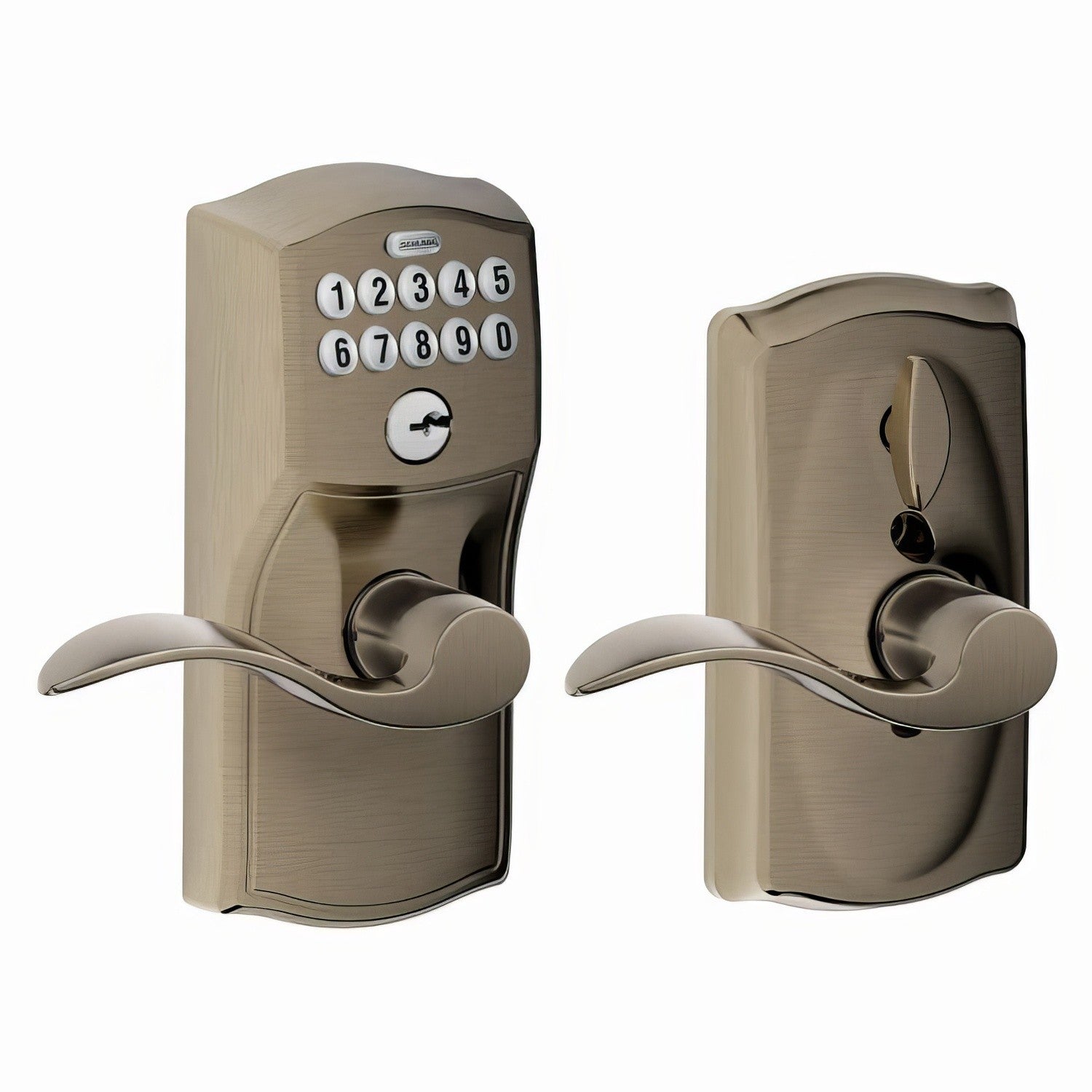 Schlage FE595-CAM-ACC Electronic Security Camelot Keypad Entry Door Lever