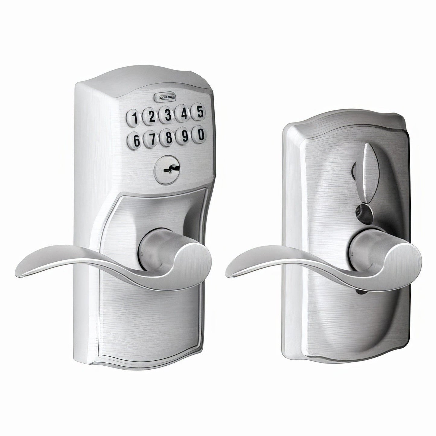 Schlage FE595-CAM-ACC Electronic Security Camelot Keypad Entry Door Lever