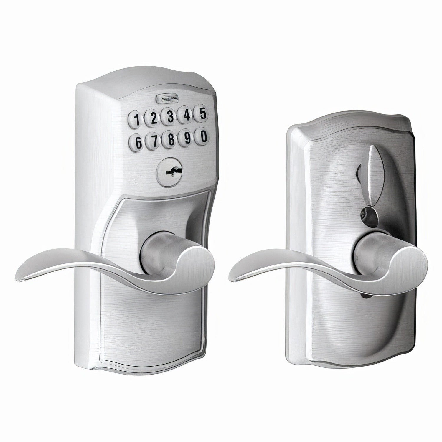 Schlage FE595-CAM-ACC Electronic Security Camelot Keypad Entry Door Lever