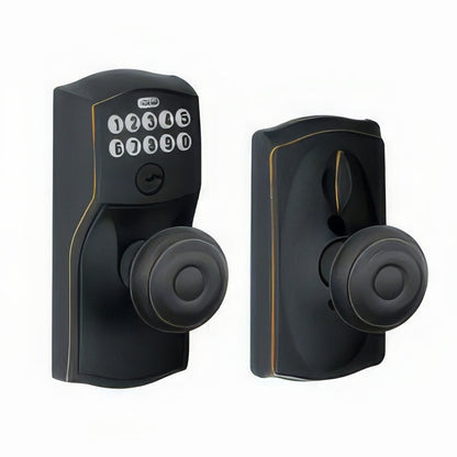 Schlage FE595-CAM-GEO Electronic Security Camelot Keypad Entry Door Knob