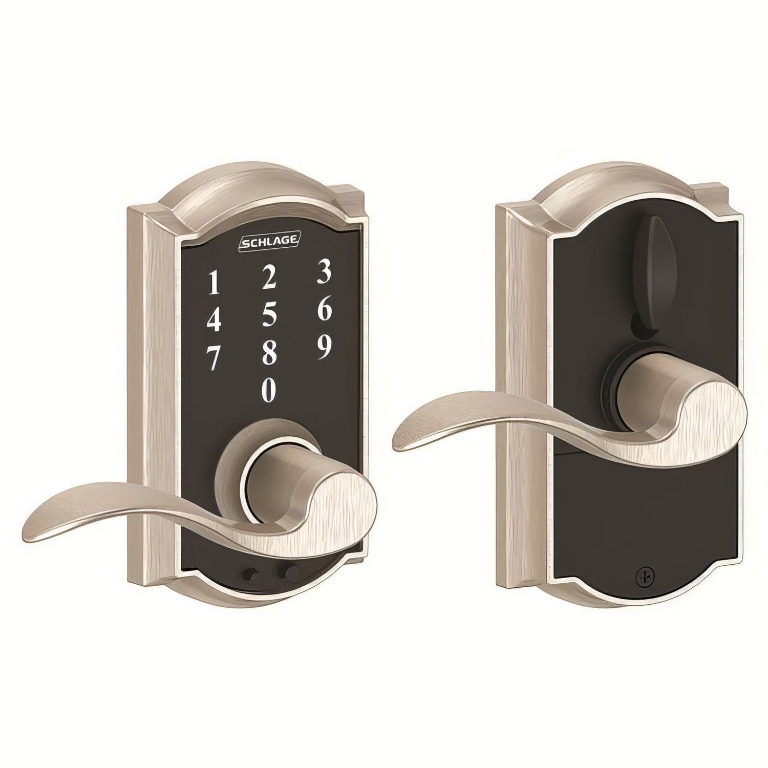 Schlage FE695-CAM-ACC Touch Keyless Touchscreen Lever with Camelot Trim and Accent Lever