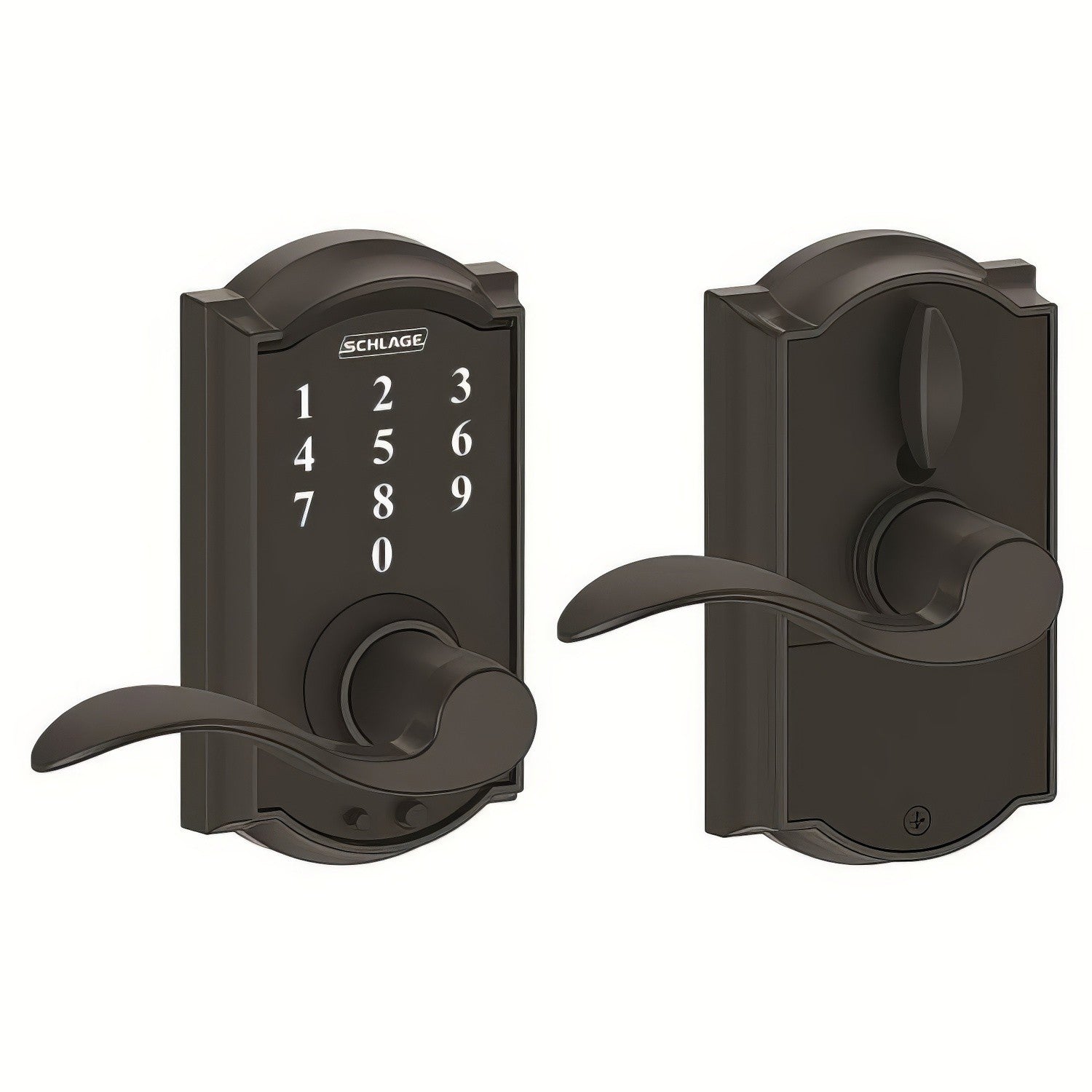 Schlage FE695-CAM-ACC Touch Keyless Touchscreen Lever with Camelot Trim and Accent Lever