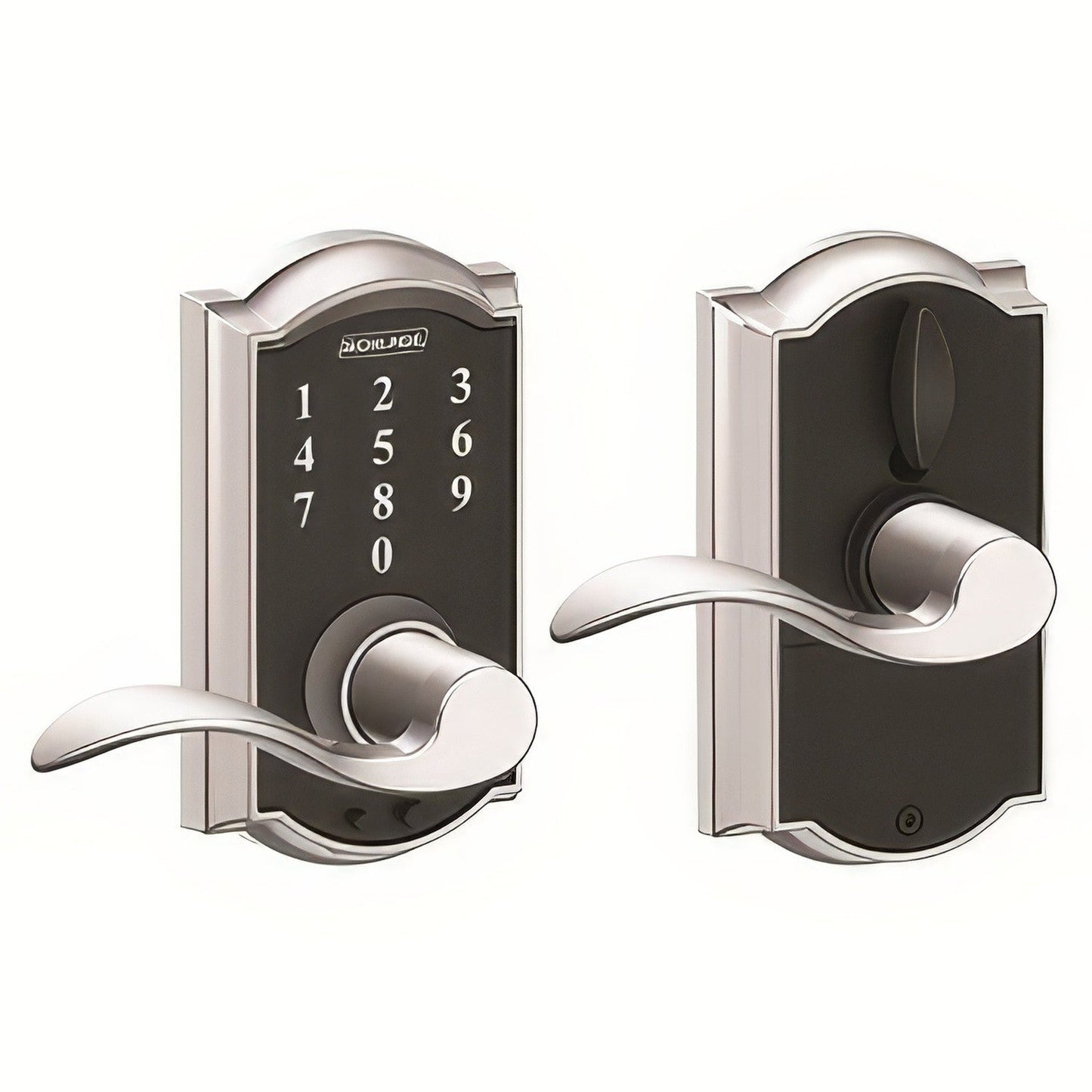 Schlage FE695-CAM-ACC Touch Keyless Touchscreen Lever with Camelot Trim and Accent Lever