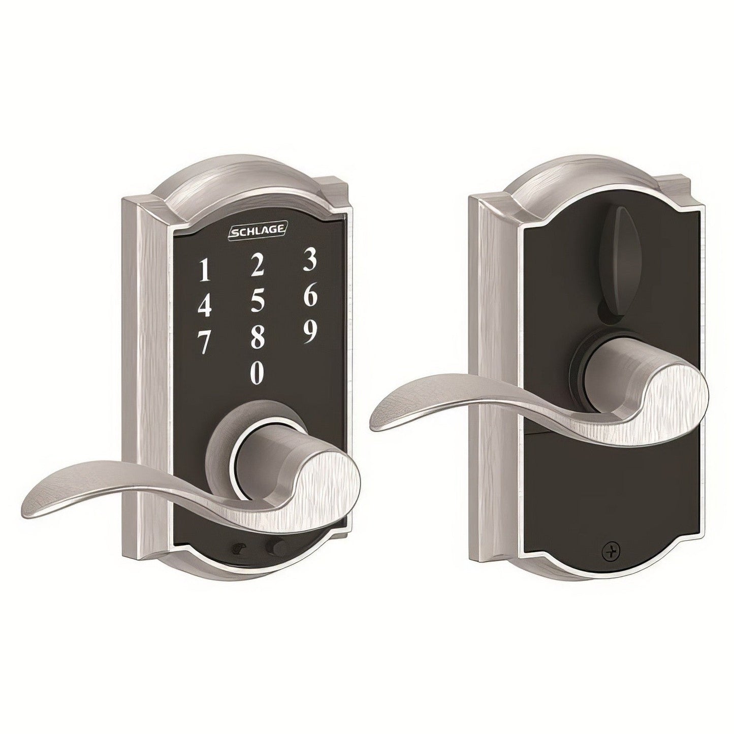 Schlage FE695-CAM-ACC Touch Keyless Touchscreen Lever with Camelot Trim and Accent Lever