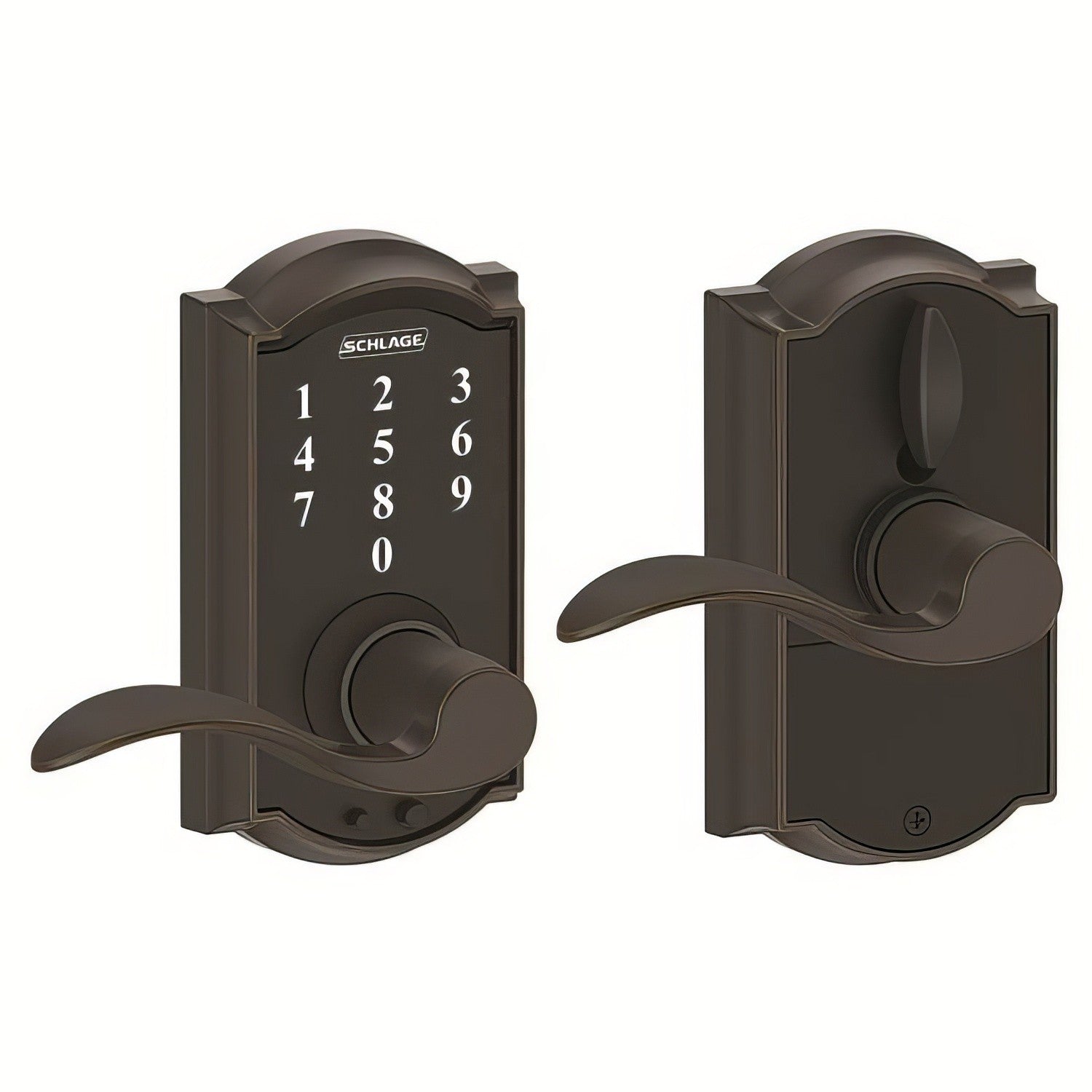 Schlage FE695-CAM-ACC Touch Keyless Touchscreen Lever with Camelot Trim and Accent Lever