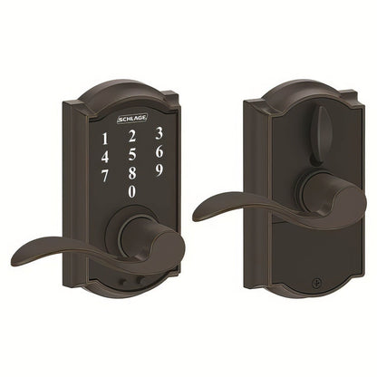 Schlage FE695-CAM-ACC Touch Keyless Touchscreen Lever with Camelot Trim and Accent Lever