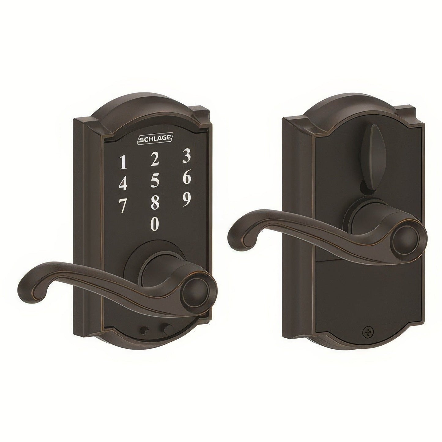 Schlage FE695CAM-FLA Camelot with Flair Lever Keyless Touch Lever Lock