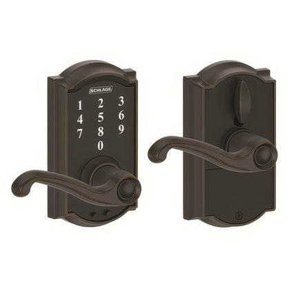 Schlage FE695CAM-FLA Camelot with Flair Lever Keyless Touch Lever Lock