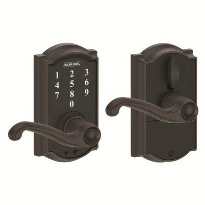Schlage FE695CAM-FLA Camelot with Flair Lever Keyless Touch Lever Lock