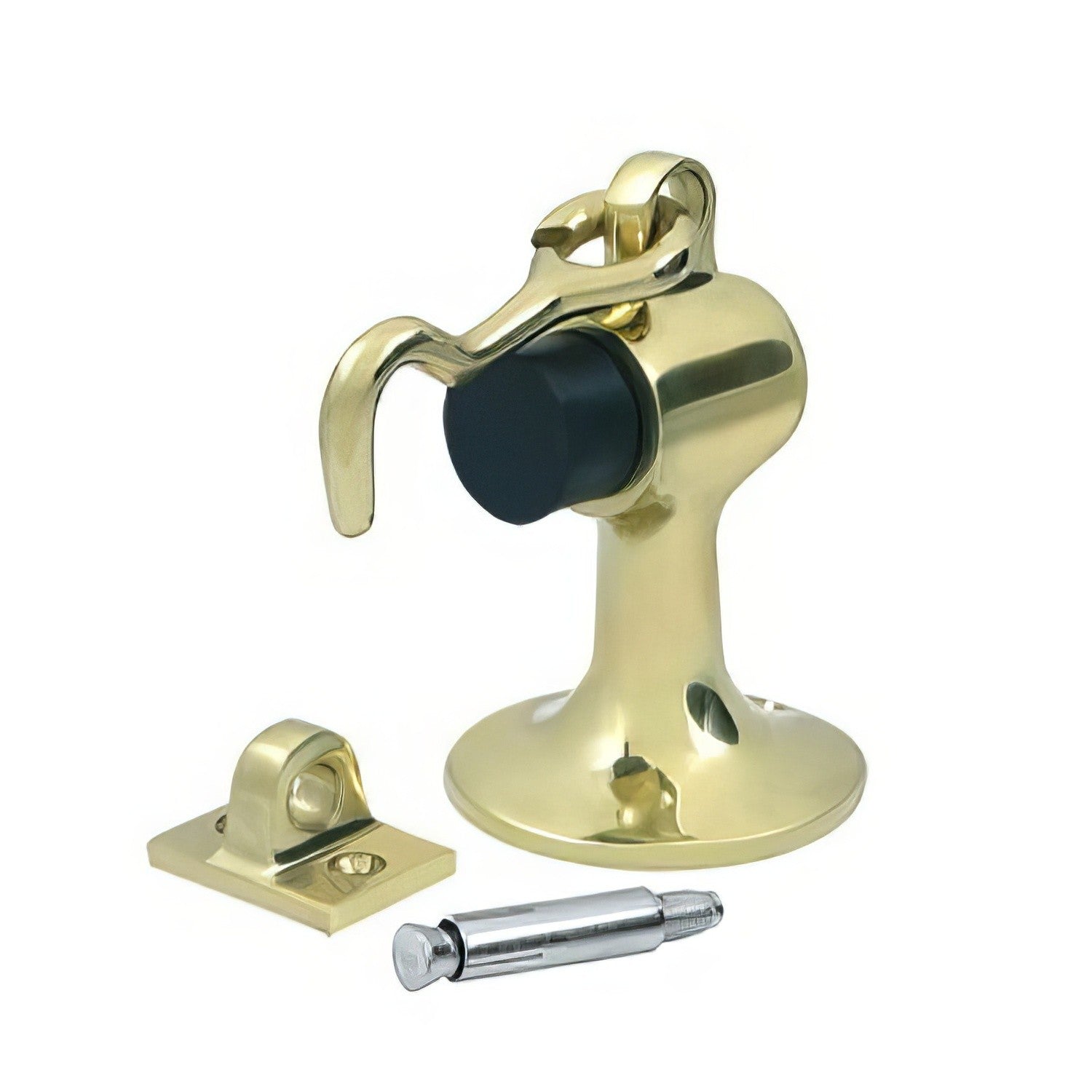 Ives FS446 3-3/4" Height Cast Brass Floor Door Stop with Manual Hold-Open Hook