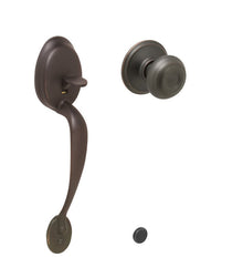Schlage FE285-PLY-GEO Plymouth Keyed Entry Handle Set with a Georgian Interior Knob.