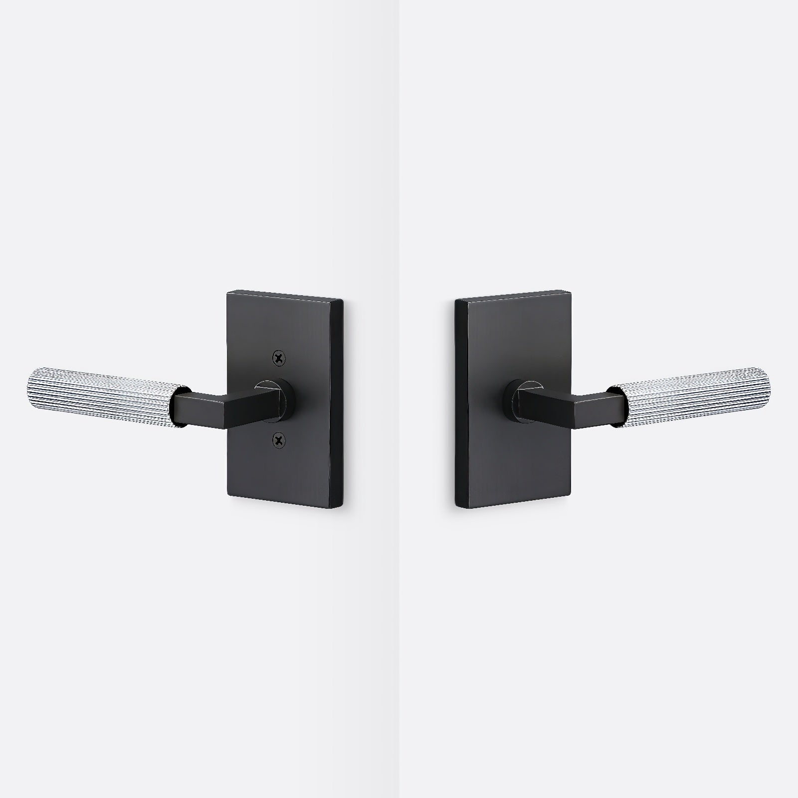 Sure-Loc LV101-GRIP-SKN Straight Knurled Grip Passage Door Lever with Levanto Rosette.