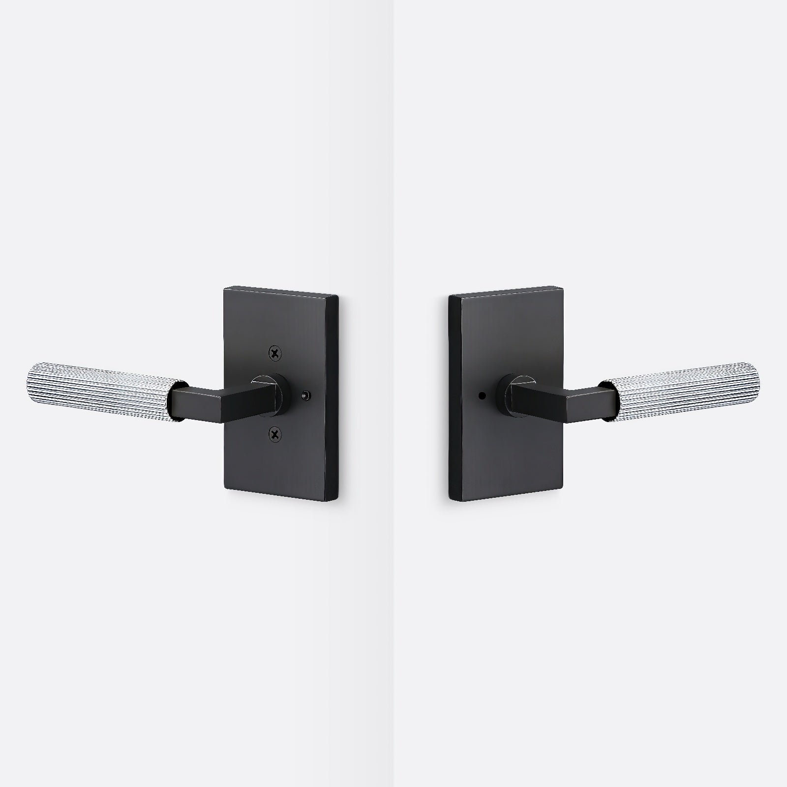 Sure-Loc LV102-GRIP-SKN Straight Knurled Grip Privacy Door Lever with Levanto Rosette