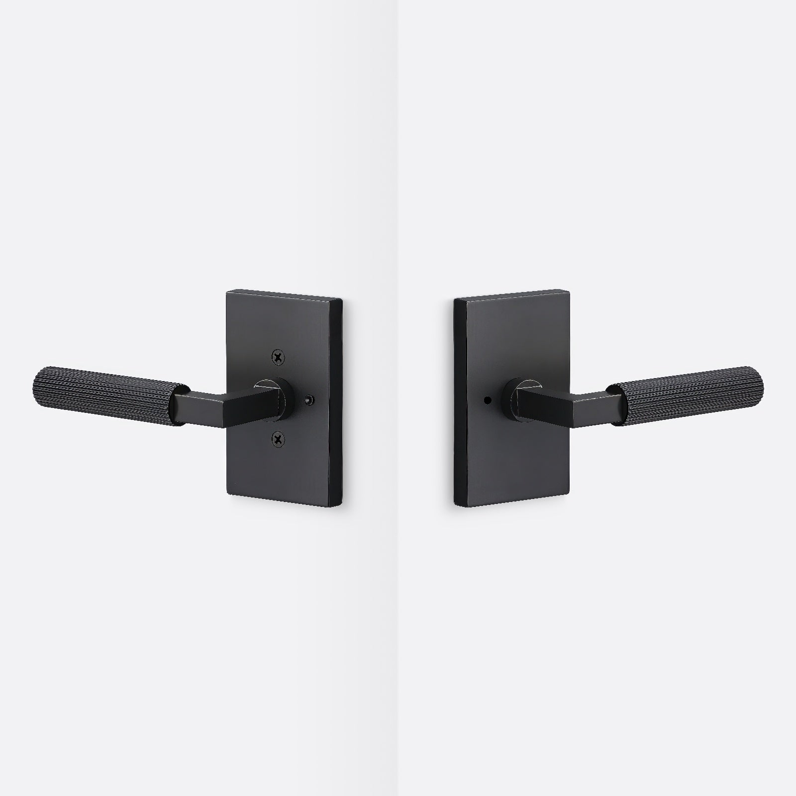 Sure-Loc LV102-GRIP-SKN Straight Knurled Grip Privacy Door Lever with Levanto Rosette.