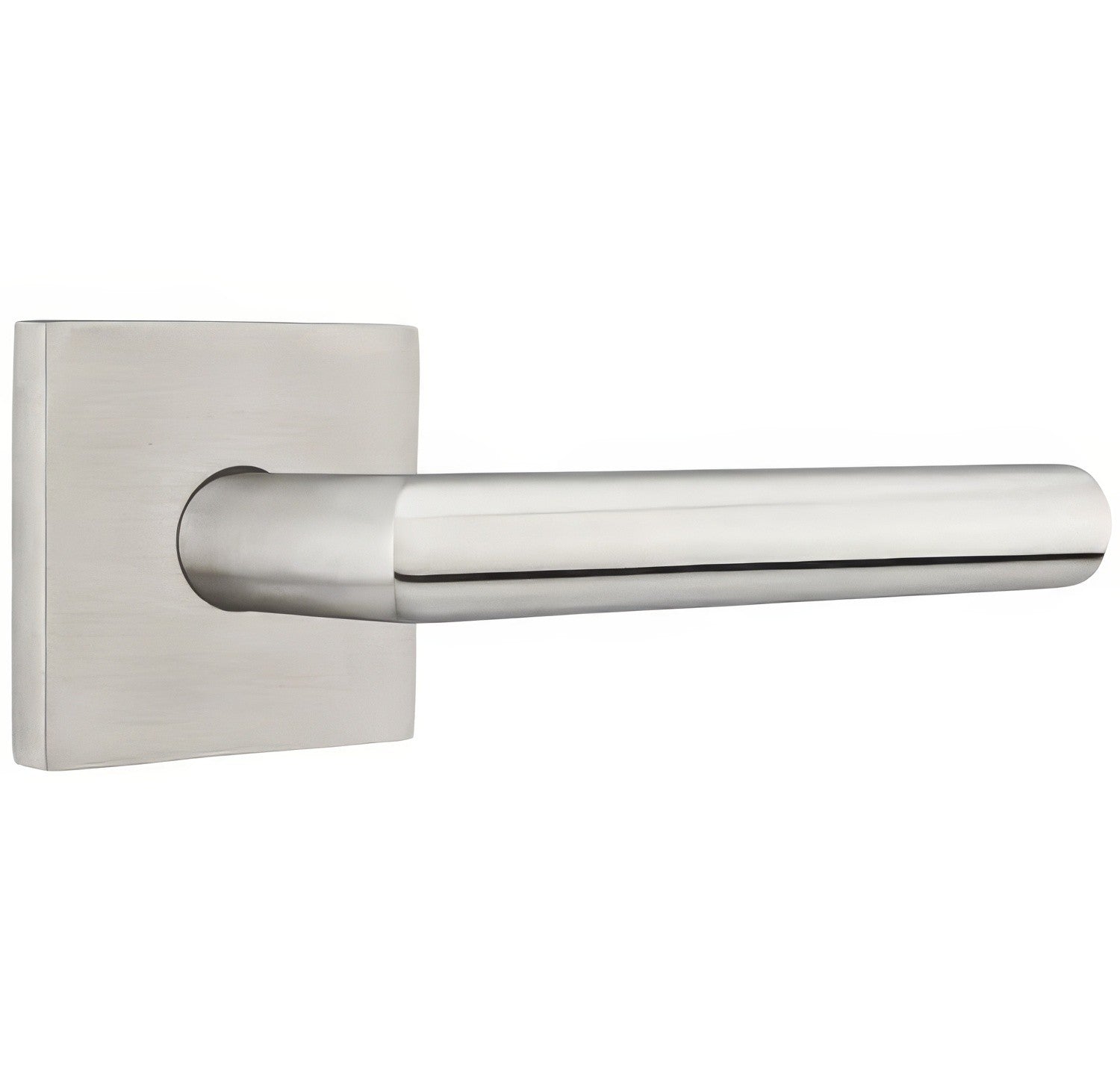 Emtek S20003STTSSRH Stuttgart Lever Right Hand 2-3/8" Backset Privacy with Square Rose Brushed Stainless Steel Finish.