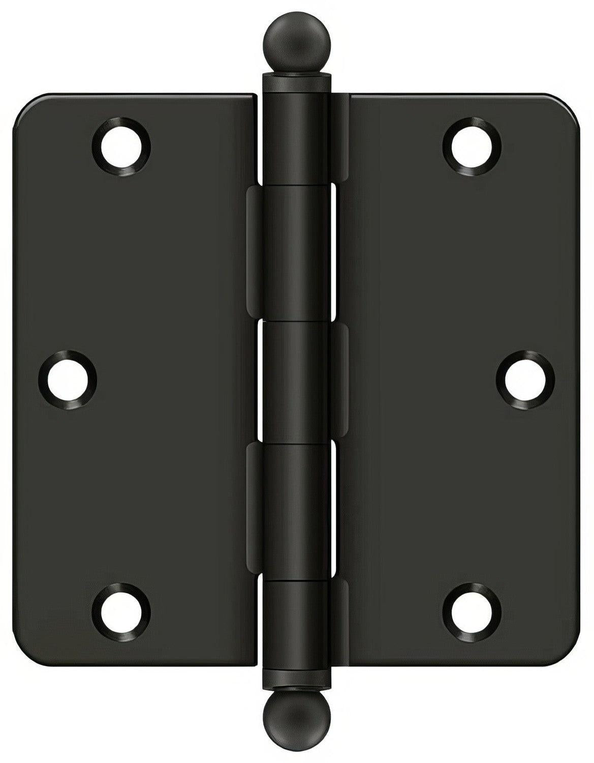 Deltana S35R4-BT 3-1/2" x 3-1/2" Plain Bearing 1/4" Radius Corner Door Hinge - Pair