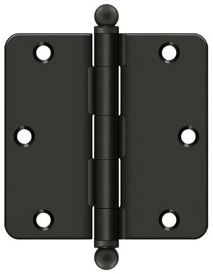 Deltana S35R4-BT 3-1/2" x 3-1/2" Plain Bearing 1/4" Radius Corner Door Hinge - Pair