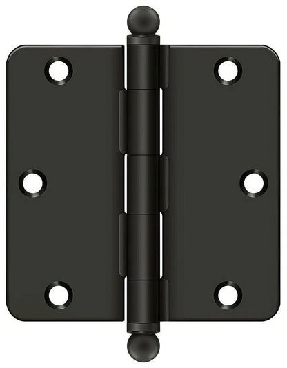 Deltana S35R4-BT 3-1/2" x 3-1/2" Plain Bearing 1/4" Radius Corner Door Hinge - Pair