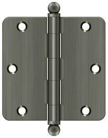 Deltana S35R4-BT 3-1/2" x 3-1/2" Plain Bearing 1/4" Radius Corner Door Hinge - Pair