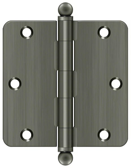 Deltana S35R4-BT 3-1/2" x 3-1/2" Plain Bearing 1/4" Radius Corner Door Hinge - Pair