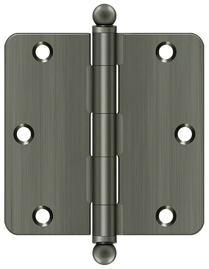 Deltana S35R4-BT 3-1/2" x 3-1/2" Plain Bearing 1/4" Radius Corner Door Hinge - Pair